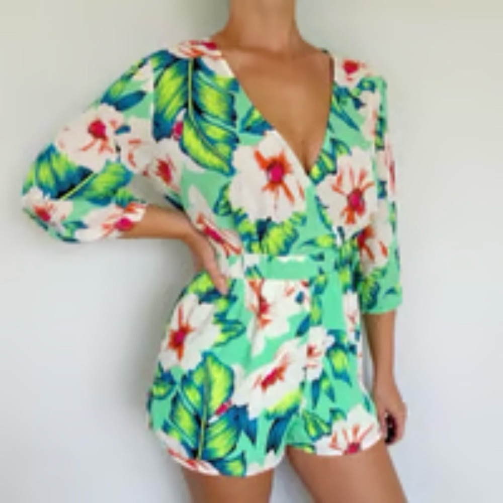 Gianni Bini Aqua Floral romper